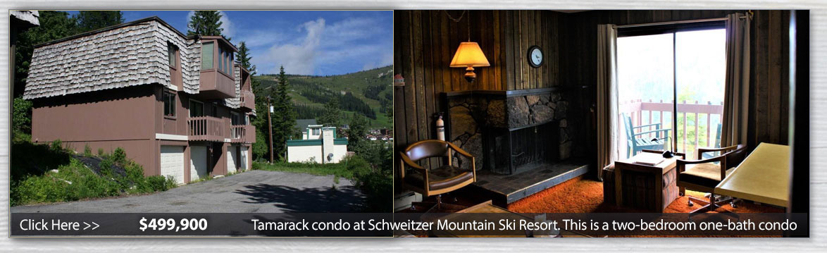 Tamarack condo at Schweitzer Mountain Ski Resort. This is a two-bedroom one-bath condo